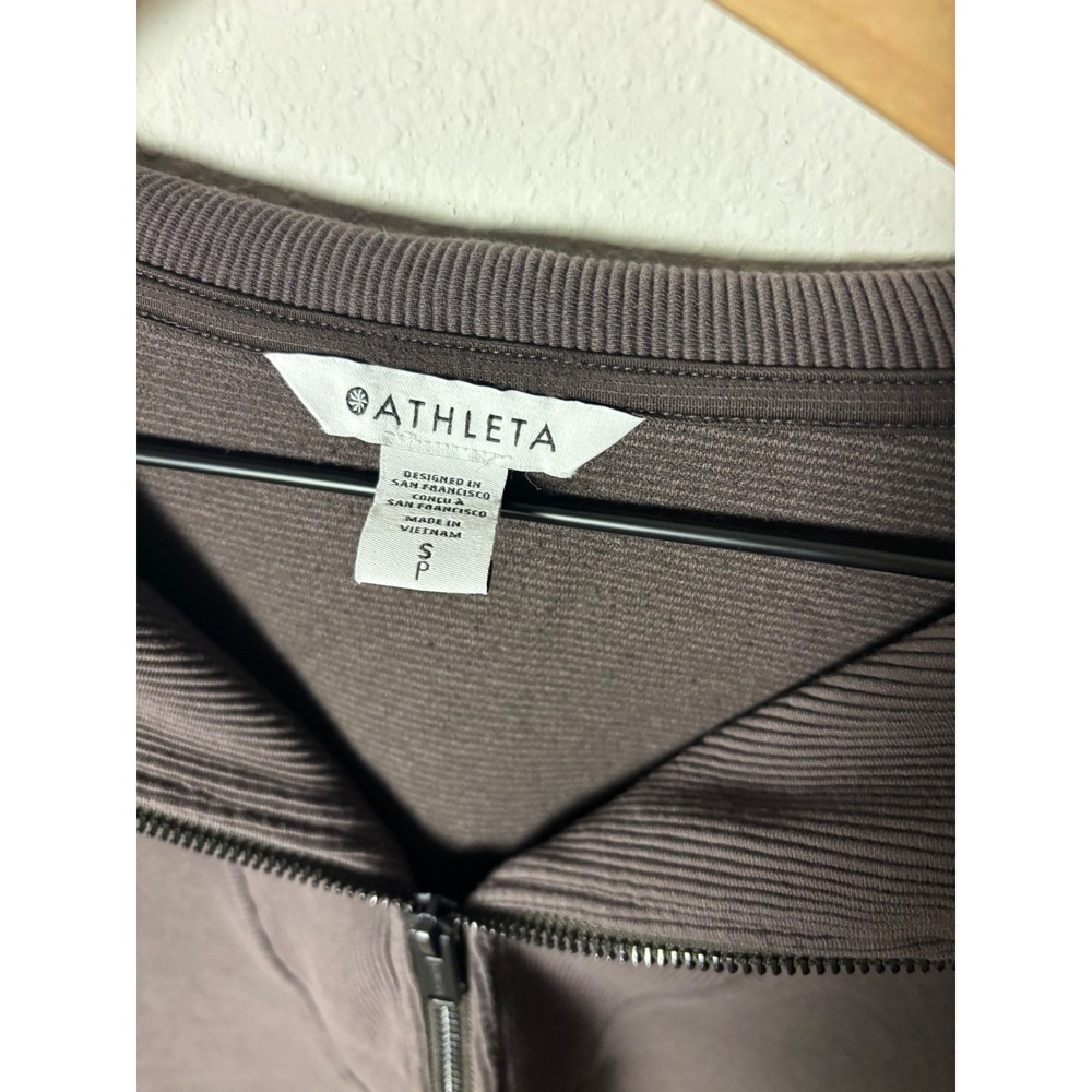 Athleta Ottoman Rib 1/4 Zip Sweatshirt Truffle Brown Pullover Small - Picture 2 of 4